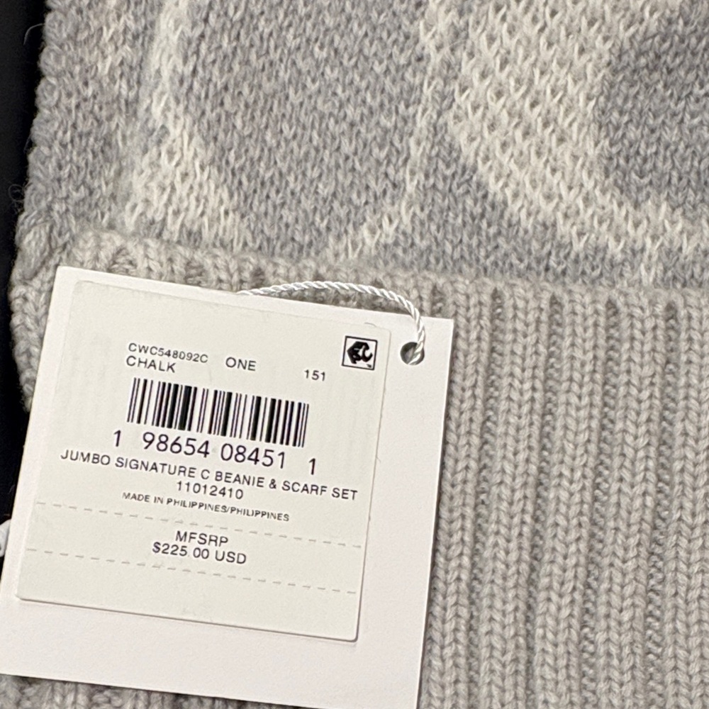 Coach Light Gray Hat and Scarf Set - Picture 2 of 3